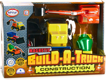 Magnetic Build-A-Truck Set, Construction Vehicle Toys