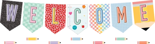 Cool for School Pennants Welcome Bulletin Board