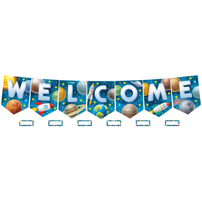 Outer Space Crew Pennants Welcome Bulletin Board