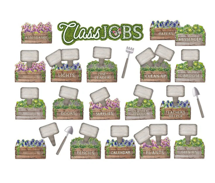 Eureka Curiosity Garden Class Job Mini Bulletin Board Set, 57-Piece Set