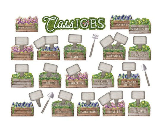 Eureka Curiosity Garden Class Job Mini Bulletin Board Set, 57-Piece Set