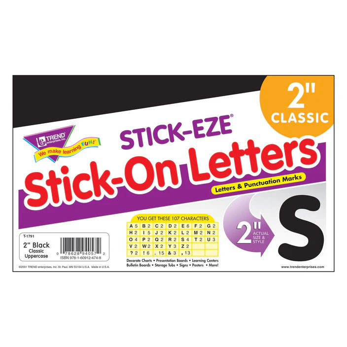 Black Letters STICK-EZE® Stick-On Letters