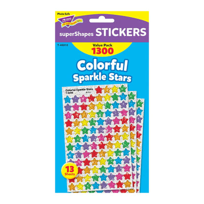 Colorful Sparkle Stars superShapes Stickers Value Pack