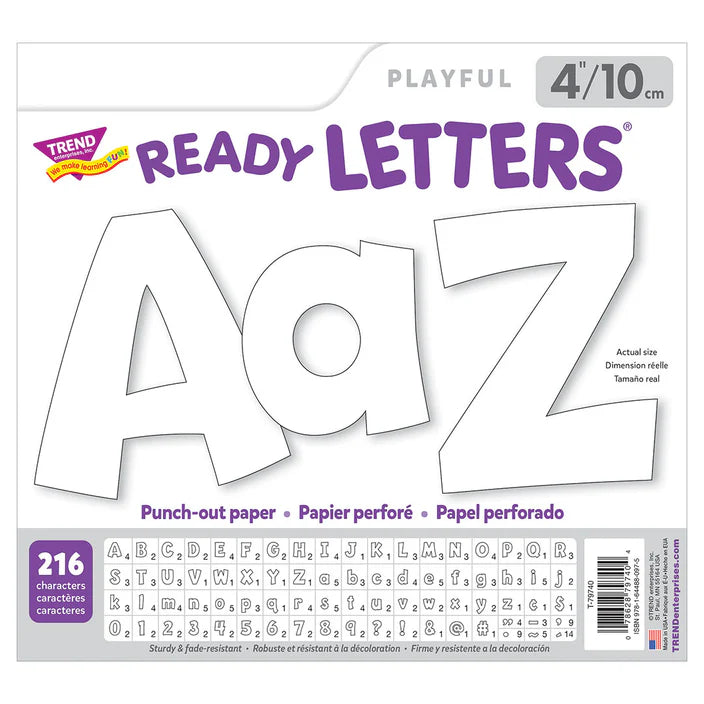 White Playful Uppercase/Lowercase Combo Pack (English/Spanish) Ready Letters®