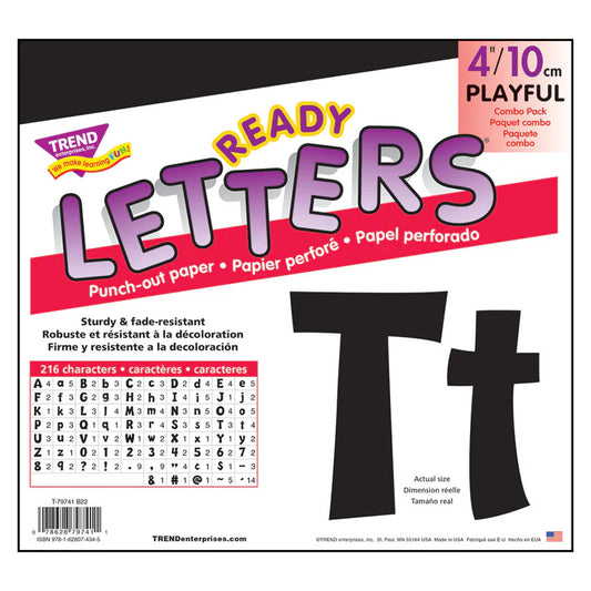 Black Playful Uppercase/Lowercase Combo Pack (English/Spanish) Ready Letters®