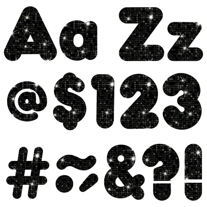 Black Sparkle Casual Uppercase/Lowercase Combo Pack Ready Letters®