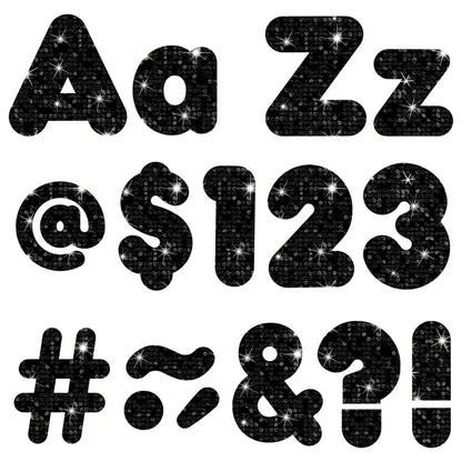 Black Sparkle Casual Uppercase/Lowercase Combo Pack Ready Letters®