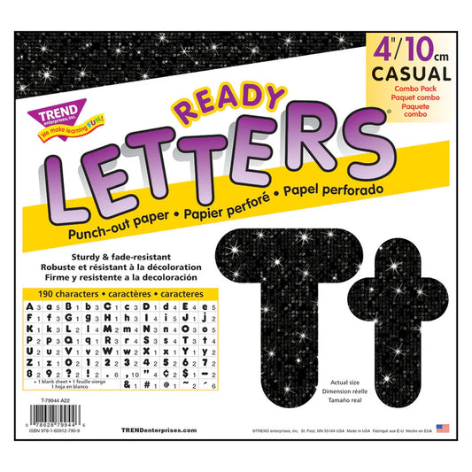 Black Sparkle Casual Uppercase/Lowercase Combo Pack Ready Letters®