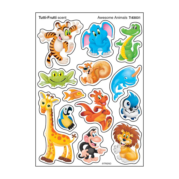 Awesome Animals, Tutti-Frutti scent Scratch 'n Sniff Stinky Stickers® – Mixed Shapes
