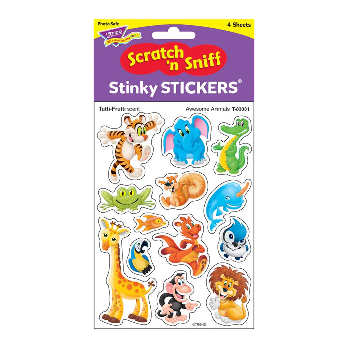 Awesome Animals, Tutti-Frutti scent Scratch 'n Sniff Stinky Stickers® – Mixed Shapes
