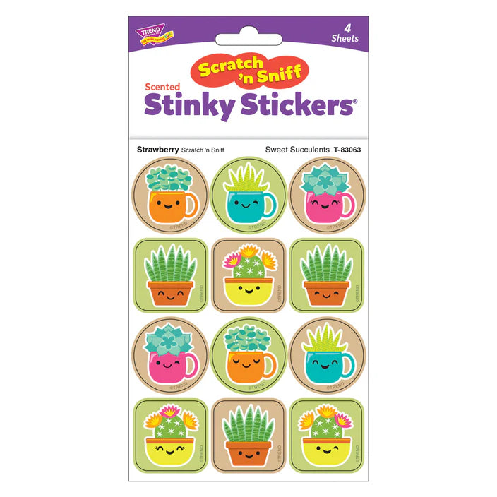 Sweet Succulents, Strawberry scent Scratch 'n Sniff Stinky Stickers®