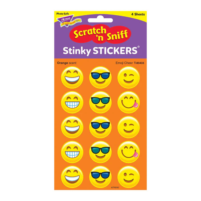 Emoji Cheer, Orange scent Scratch 'n Sniff Stinky Stickers®