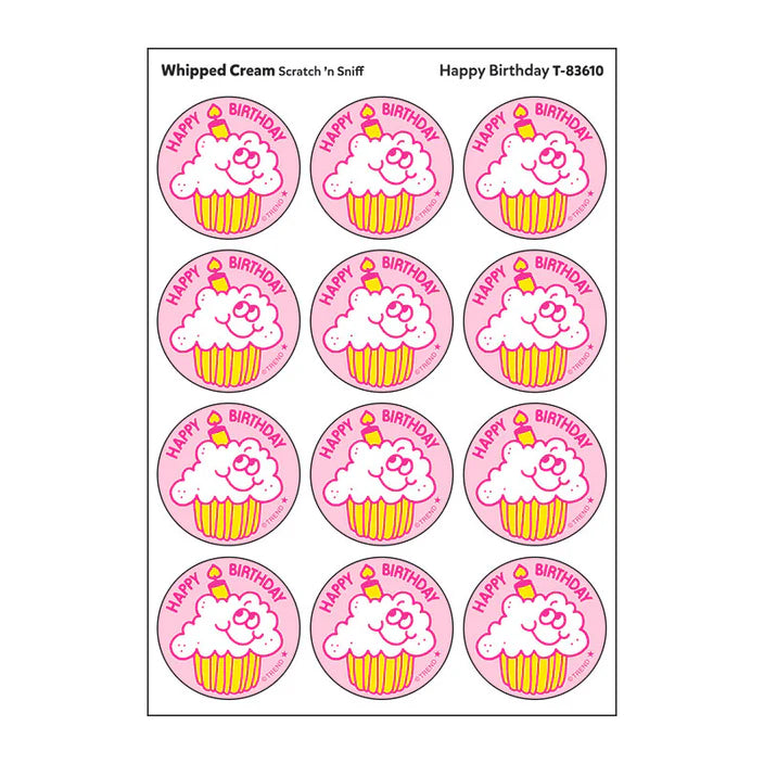 Happy Birthday, Whipped Cream scent Retro Scratch 'n Sniff Stinky Stickers®