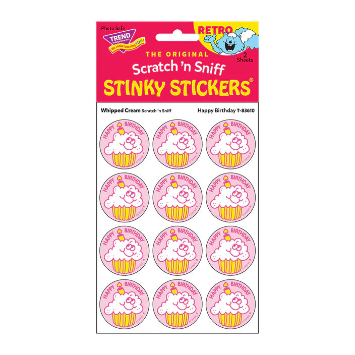 Happy Birthday, Whipped Cream scent Retro Scratch 'n Sniff Stinky Stickers®