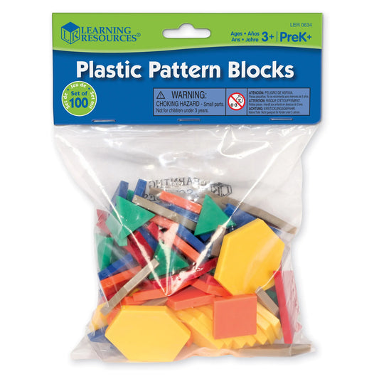 Plastic Pattern Blocks - 0.5 cm, Set of 100