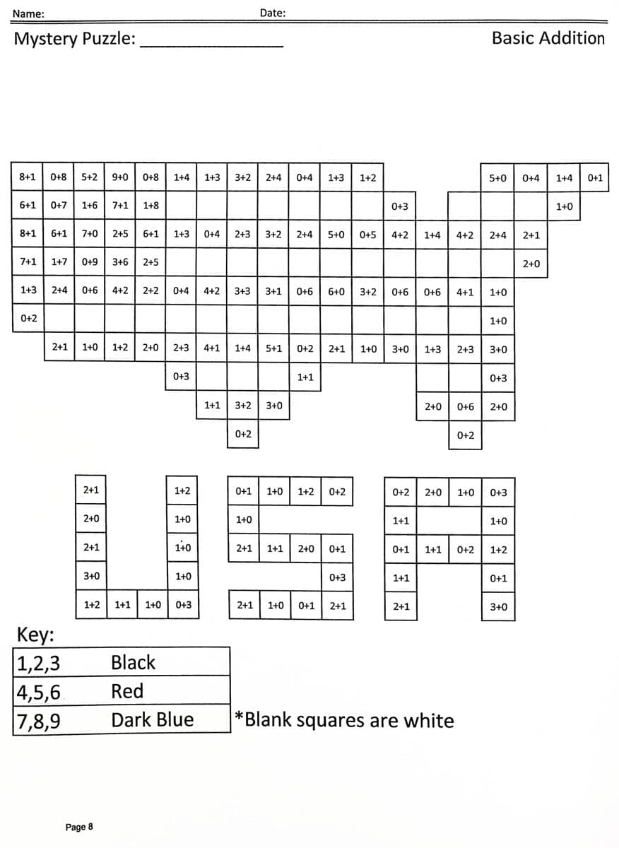 Super Coloring Squared Addition/Subtraction Rev.