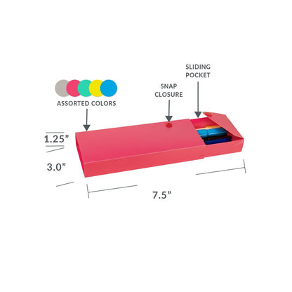 1-1/4" x 3" Assorted Slider Pencil Case - Each