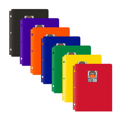8-1/2" x 11" Primary Colors Two-Pocket 3-Hole Punch Heavyweight Poly Portfolio Folder - Each