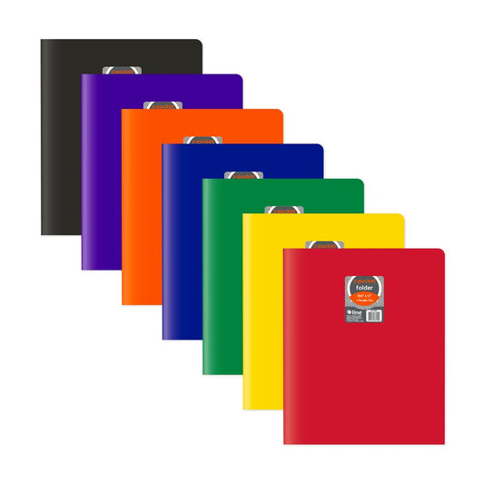 8-1/2" x 11" Assorted Primary Colors Two-Pocket Heavyweight Poly Portfolio Folder - Each