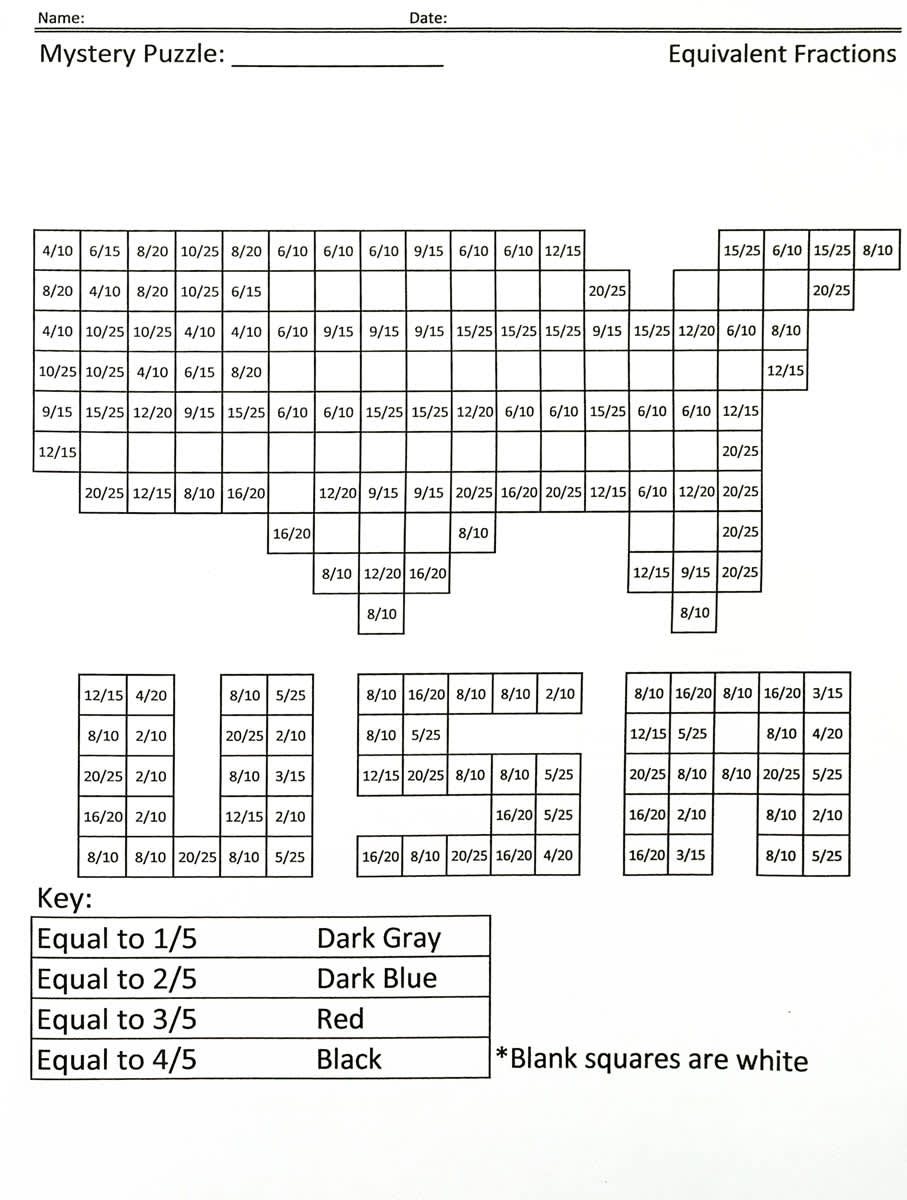 Super Coloring Squared Fract./Decimals/Perc. Rev