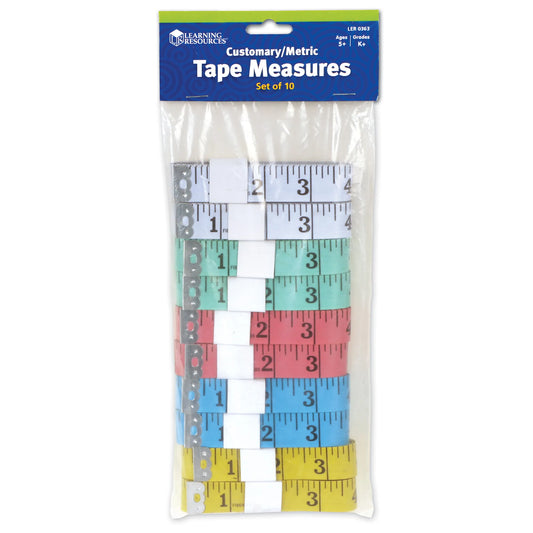 Customary/Metric Tape Measures, Set of 10