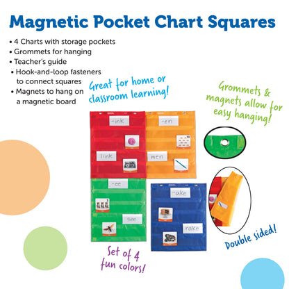 Magnetic Pocket Chart Squares, Set of 4