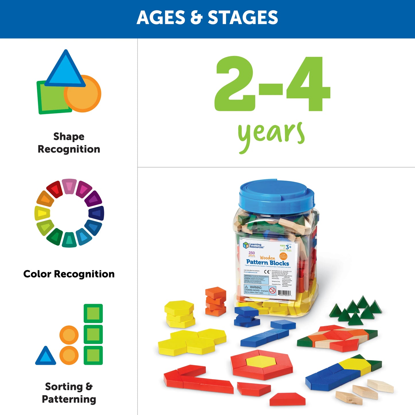 Wooden Pattern Blocks - 1 cm, Set of 250