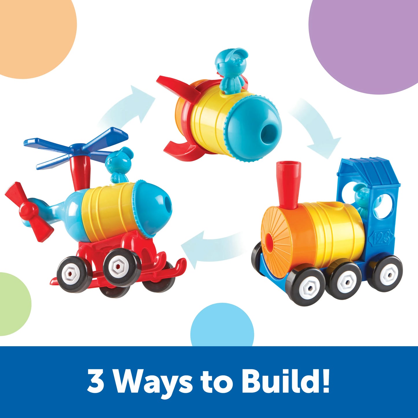 1-2-3 Build It! Rocket-Train-Helicopter