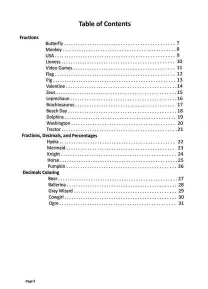 Super Coloring Squared Fract./Decimals/Perc. Rev