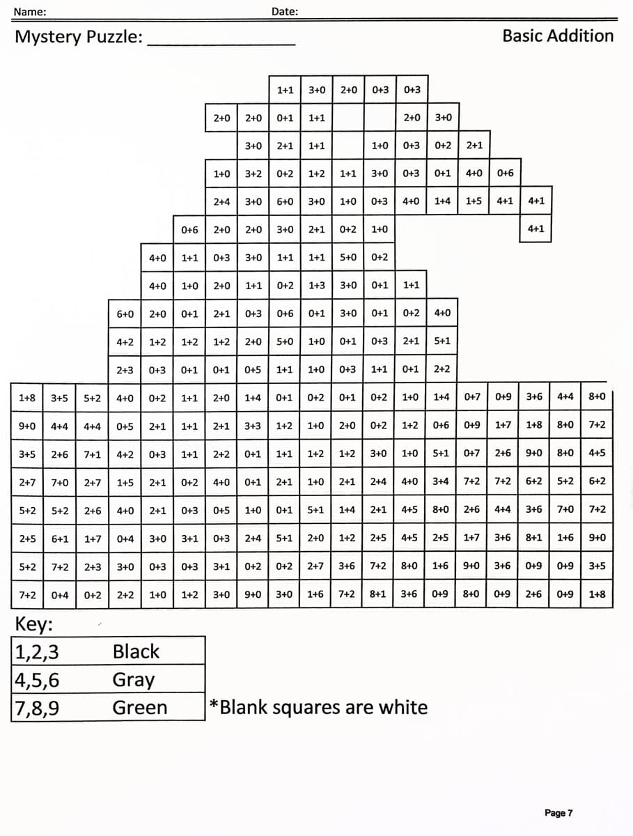 Super Coloring Squared Addition/Subtraction Rev.