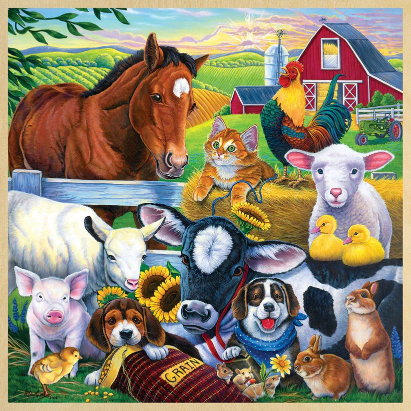 Wood Fun Facts - Farm Friends 48 Piece Wood Jigsaw Puzzle