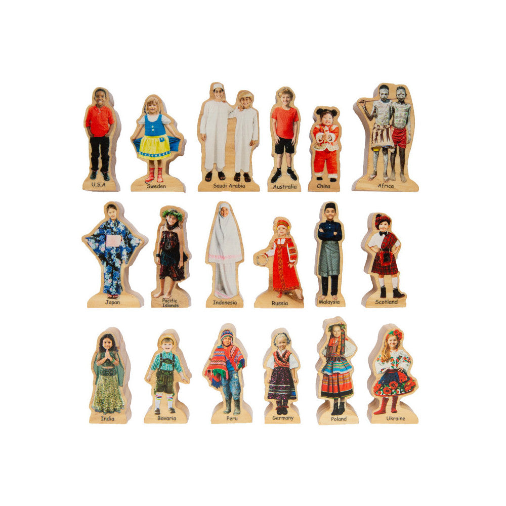The Freckled Frog People Around the World Wooden Blocks - Set of 18